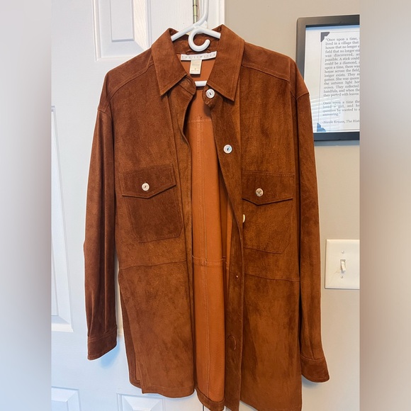 Stunning Brown 100% Leather Shirt Jacket by The Limited, Size M - Picture 11 of 11